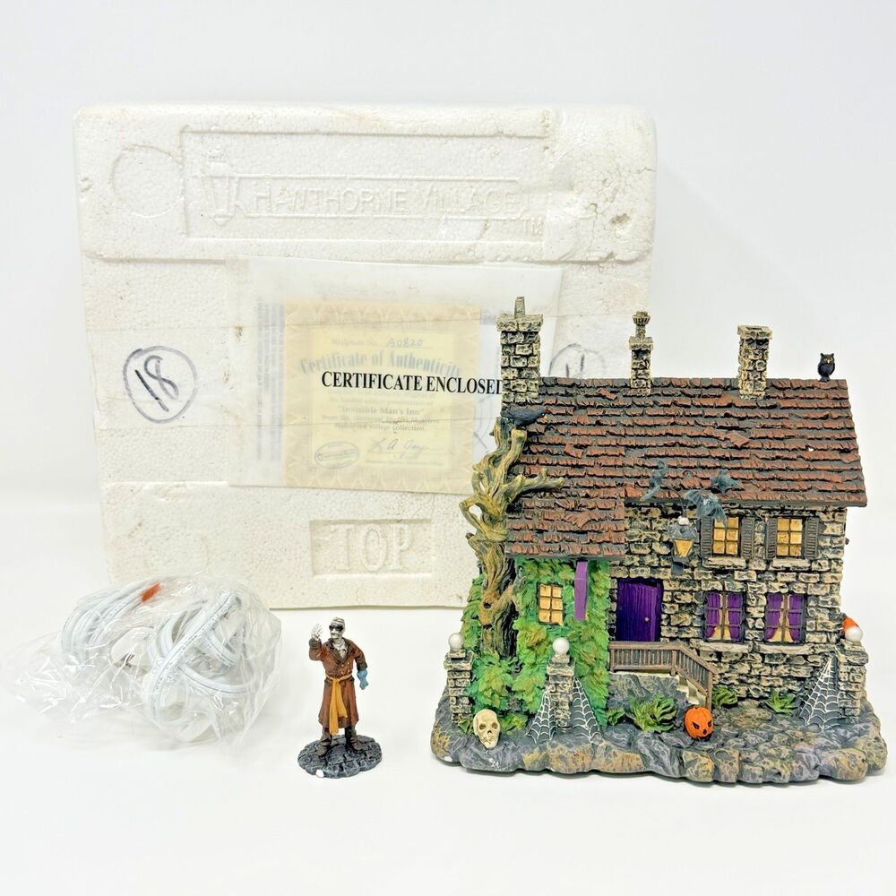 Hawthorne Village Universal Monsters Invisible Man's Inn A1507 2005 Retired COA